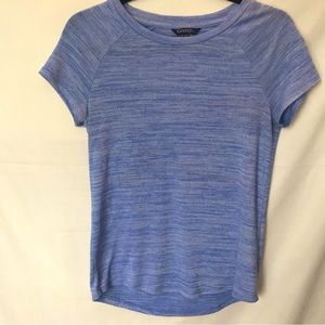 George Cap Sleeve Blue Two Tone Shirt With Rounded Hem Size XS